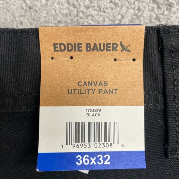 NEW Eddie Bauer Men's 36x32 Canvas Utility Pants Black Cargo Workwear   G1424 - Picture 6 of 8